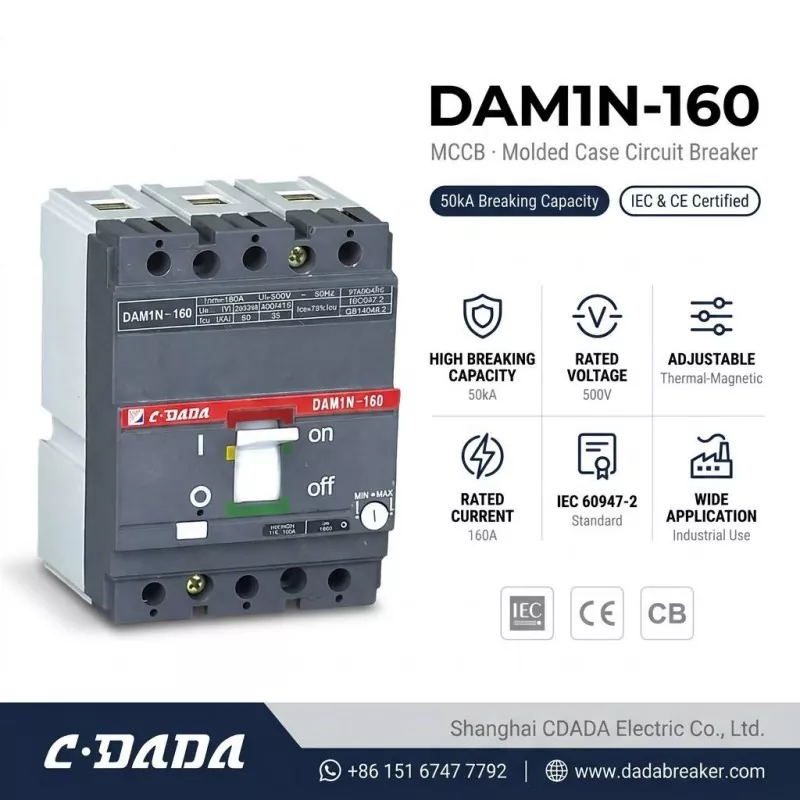 CDADA ले उच्च-क्षमता DAM1N-160 160A MCCB सर्किट ब्रेकर जारी गर्दछ