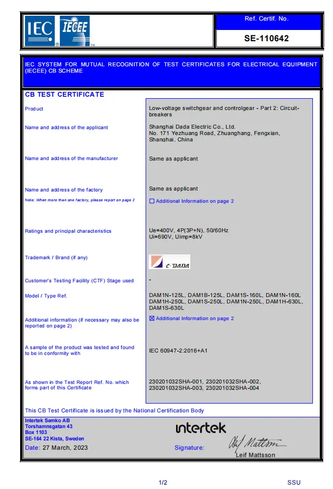 MCCB with Leakage Protection